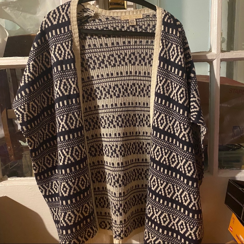 Sleeveless Blue Long Cardigan